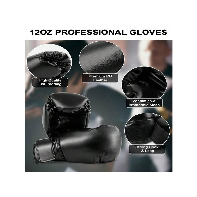 4 FT Heavy Punching Bag for Adults, Unfilled PU Punching Bag with 12 OZ Boxing Gloves for Home Gym MMA Karate Kickboxing Muay Thai Training - Perfect Gift for Men Women