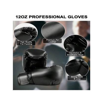 4 FT Heavy Punching Bag for Adults, Unfilled PU Punching Bag with 12 OZ Boxing Gloves for Home Gym MMA Karate Kickboxing Muay Thai Training - Perfect Gift for Men Women