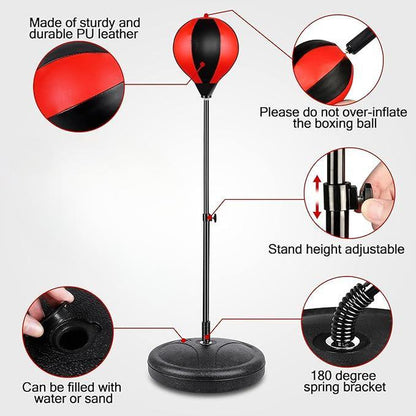 Boxing Speedy Bag Punching Bag with Stand for Adults and Teens, Height Adjustable, Speed Bags for Boxing for Training, Stress Relief and Fitness