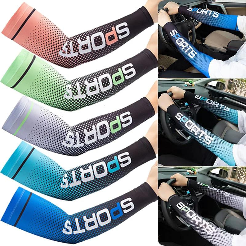 5 Pairs of Ice Sleeves, Ice Cloth Breathable Anti-Ultraviolet Running Arm Sleeves, Fitness Elbow Sports Cycling Outdoor Arm Sleeves, Sports Arm Compression Sleeves, Sun Protection Ice Silk Sleeves, High Elastic Thin Breathable Arm Sleeves, Unisex