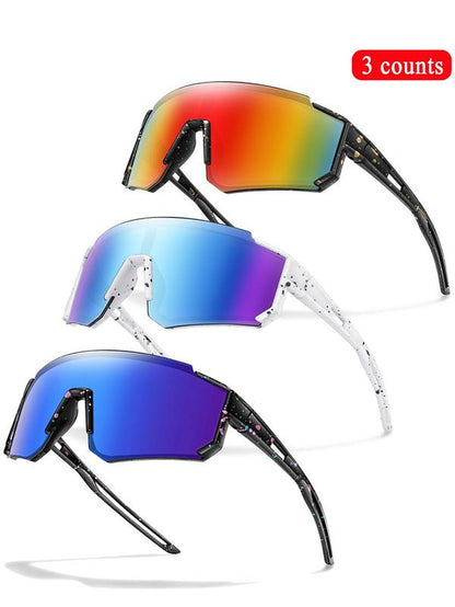 Unisex Random Pattern Polarized Cycling Sunglasses, 5 Counts/Set Uv Protection Outdoor Sports Sunglasses, Sports Eyewear for Men & Women, Suitable for Outdoor Sports, Mountain Bike Glasses, Cycling Goggles, Biking Sunglasses