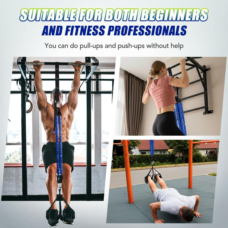 Alongsong Advanced Pull up Assist Bands Set Heavy-Duty Adjustable Weight Support 320Lbs Assistance Belt for Arm Chest Strength Training Equipment on Home Gym Outdoor Workout Stretch Bands Fitness Gear