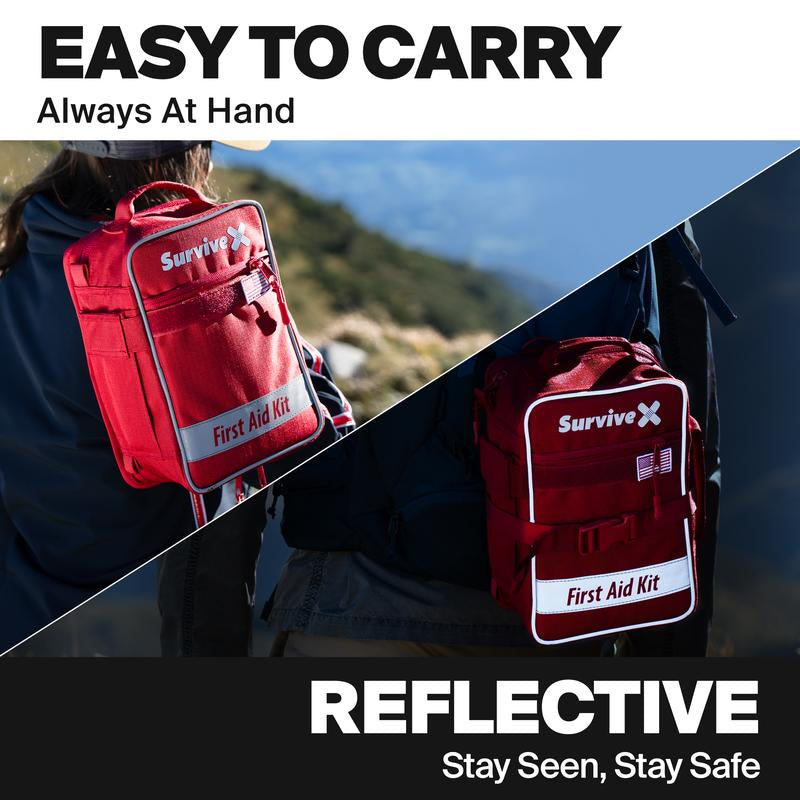 SURVIVEX Large Comprehensive First Aid Kit Ideal for Car, Travel & Home - Emergency Kit for Hiking, Camping, Backpacking and Outdoors