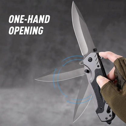 Tactical Folding Knife Damascus Steel Blade 3.5 Inch EDC Glass Breaker Seatbelt Cutter Outdoor Survival Camping Hiking Gift for Men