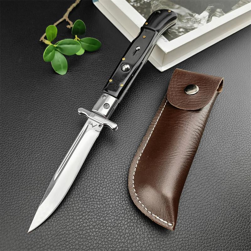 440C Stainless Steel Outdoor Folding Knife 4.1-Inch with Durable Shell Resin Handle Compact and Sharp for Camping Hiking