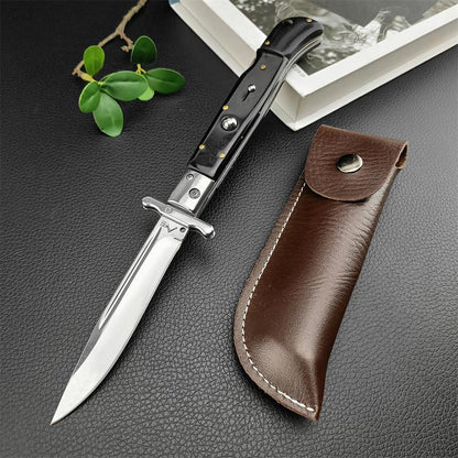 440C Stainless Steel Outdoor Folding Knife 4.1-Inch with Durable Shell Resin Handle Compact and Sharp for Camping Hiking