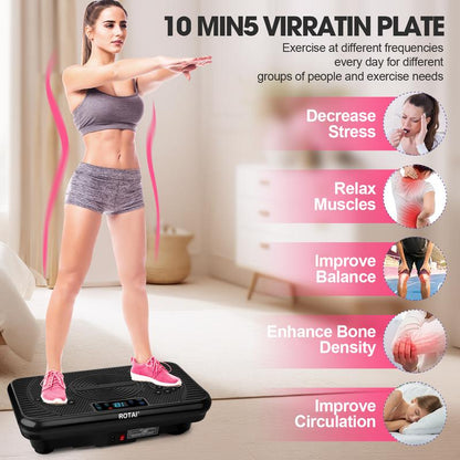 ROTAI Vibration Plate Machine 300Lbs Capacity Bluetooth Music Exercise Machine Comfortable Lymphatic Drainage for Full Body Workout,For Home Gym Fitness Equipment