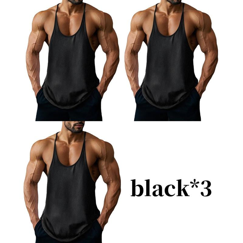 Lehmanlin Men'S Bodybuilding Vest Fitness Gym Shirt Y-Back Muscle Fitness Sports Stretch Quick-Drying Top (3 Pack) Athletic Wear Sleeveless Design Fathersdaygift Workout