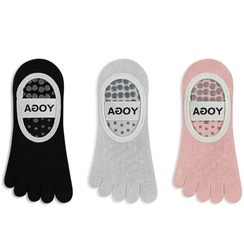 Roiii Yoga Socks for Women with Grips, Non-Slip Five Toe Socks for Clasped Pilates Socks for Ballet Pilates Barre Dance Barefoot Workouts Fitness（Roiiisky29）