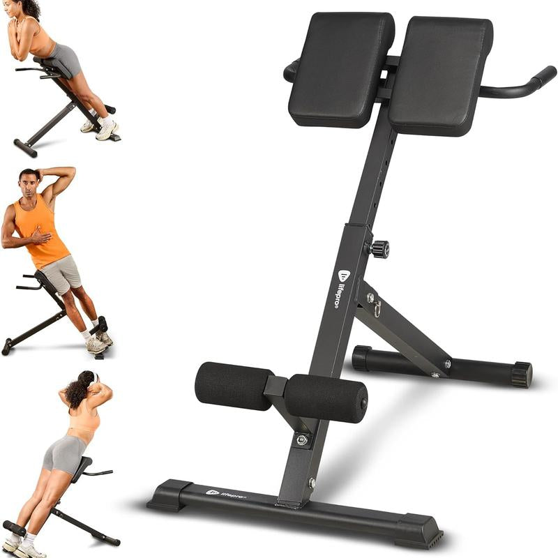 Lifepro Adjustable Roman Chair: Back & Glute Extension Bench for Hamstrings and Core Workouts