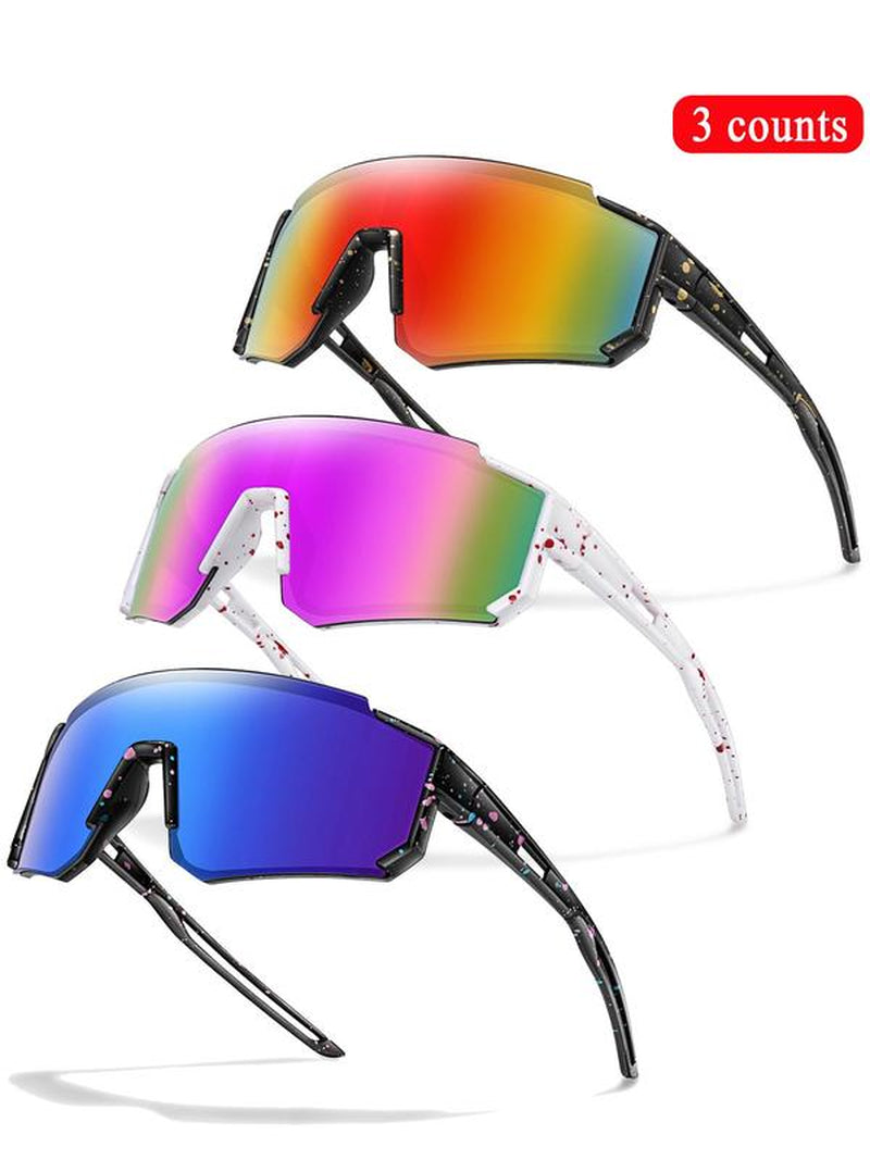 Unisex Random Pattern Polarized Cycling Sunglasses, 5 Counts/Set Uv Protection Outdoor Sports Sunglasses, Sports Eyewear for Men & Women, Suitable for Outdoor Sports, Mountain Bike Glasses, Cycling Goggles, Biking Sunglasses