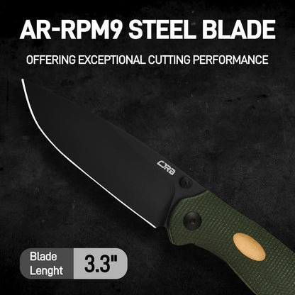 CJRB Aes Camping Folding Knife, Pocket Knife with 3.3"AR-RPM9 Steel Blade Mircarta Handle, EDC Knives for Camping, Survival and Fathersdaygift