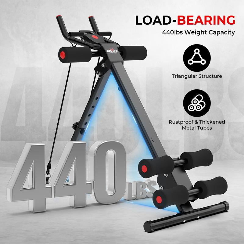 Relifesports Ab Machine, Ab Workout Equipment for Home Gym, Height Adjustable Ab Trainer, Foldable Fitness Equipment with LCD Monitor, Dealsforyoudays