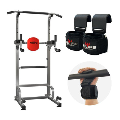 Relifesports Adjustable Power Tower Workout Station Dip Station Pull up Leg Press for Home Gym Strength Training Fitness Equipment 450LBS