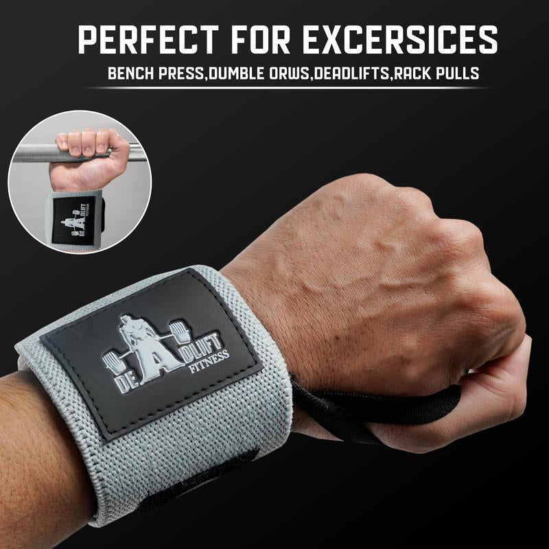 DHABII Premium Gym Lifting Straps and Wrist Wraps BUNDLE- 18" Wrist Wraps and 24" Straps for Weightlifting and Other Gym Workout, Gym Straps