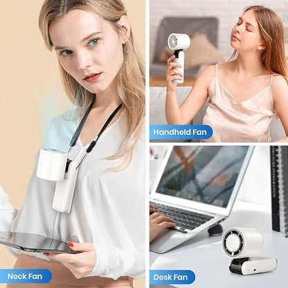 Portableairconditioner"3-In-1 Ice Cooling Portable Fan - USB Rechargeable, 10H Runtime, 100 Speeds with Ice Pad for Instant Chill, Ultra Quiet For