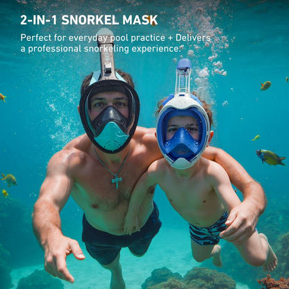 G2RISE Adults & Kids Snorkeling Set Gear, Full Face Snorkel Mask with Detachable Camera Mount, Safe Breathing, anti Fog anti Leak, with Swimming Earplug, Travel Friendly, Beginner Friendly