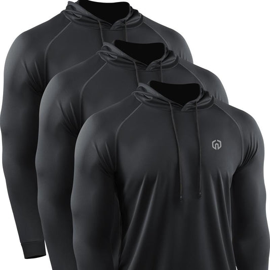 NELEUS Men'S 3 Pack Long Sleeve Drawstring Hoodie Athletic Shirts, Workout Hoodies