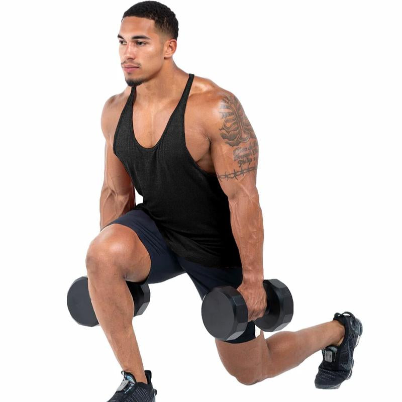 Lehmanlin Men'S Bodybuilding Vest Fitness Gym Shirt Y-Back Muscle Fitness Sports Stretch Quick-Drying Top (3 Pack) Athletic Wear Sleeveless Design Fathersdaygift Workout