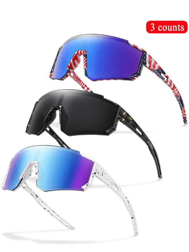 Unisex Random Pattern Polarized Cycling Sunglasses, 5 Counts/Set Uv Protection Outdoor Sports Sunglasses, Sports Eyewear for Men & Women, Suitable for Outdoor Sports, Mountain Bike Glasses, Cycling Goggles, Biking Sunglasses