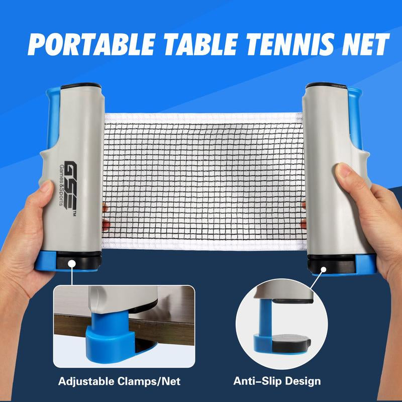 Adjustable Retractable Ping Pong Net & Post for Any Tables (Grey/Black/Orange/Blue)