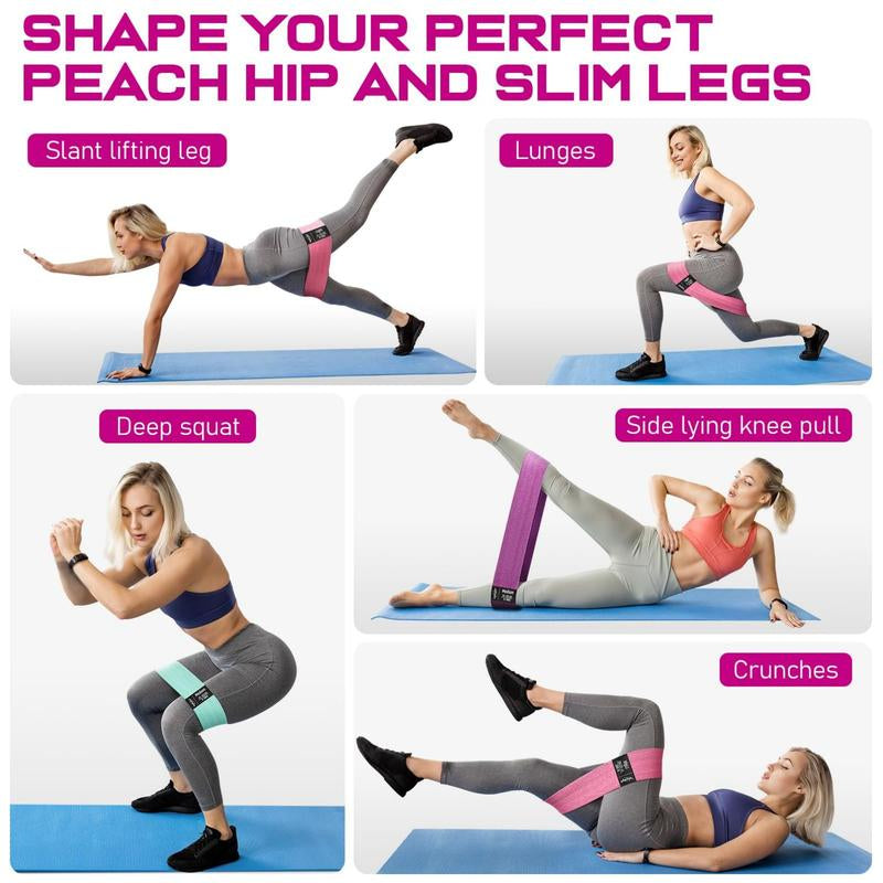 Resistance Bands for Legs and Butt, Fabric Exercise Loop Bands Yoga, Pilates, Rehab, Fitness and Home Workout, Strength Bands for Booty