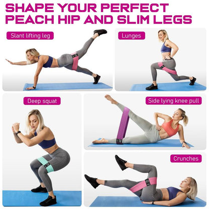 Resistance Bands for Legs and Butt, Fabric Exercise Loop Bands Yoga, Pilates, Rehab, Fitness and Home Workout, Strength Bands for Booty