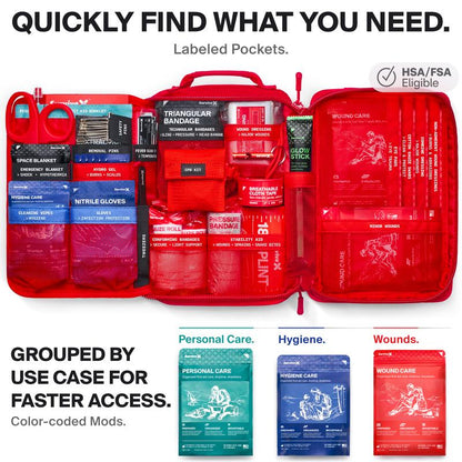 SURVIVEX Large Comprehensive First Aid Kit Ideal for Car, Travel & Home - Emergency Kit for Hiking, Camping, Backpacking and Outdoors