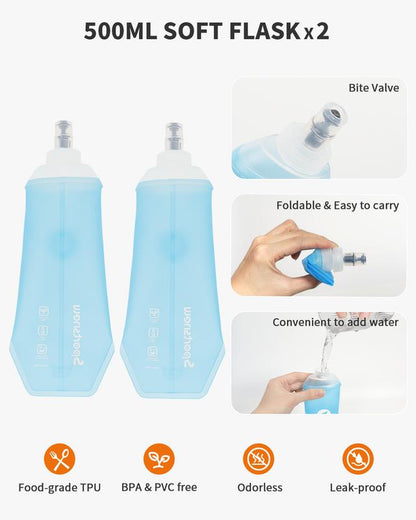 Sportsnew Running Vest for Women Men, Lightweight 10L Hydration Backpack with Waterproof Phone Pocket, 2L Water Bladder or 500Ml Soft Flasks, Breathable Pack for Hiking Trail Running Cycling Marathon Outdoor