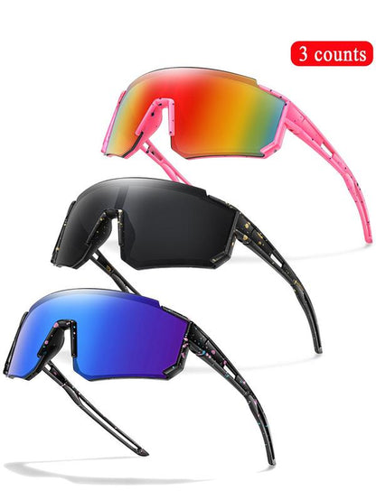 Unisex Random Pattern Polarized Cycling Sunglasses, 5 Counts/Set Uv Protection Outdoor Sports Sunglasses, Sports Eyewear for Men & Women, Suitable for Outdoor Sports, Mountain Bike Glasses, Cycling Goggles, Biking Sunglasses