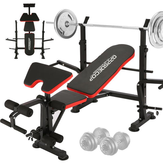 【Deals for You】600Lbs Adjustable Olympic Weight Bench Set with Preacher Curl & Leg Developer, Lifting Press Multifunctional Workout Station Incline Bench Press Full Body Workout