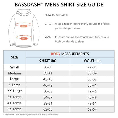 Bassdash UPF 50+ Men’S UV Sun Protection Long Sleeve Hooded Fishing Shirts