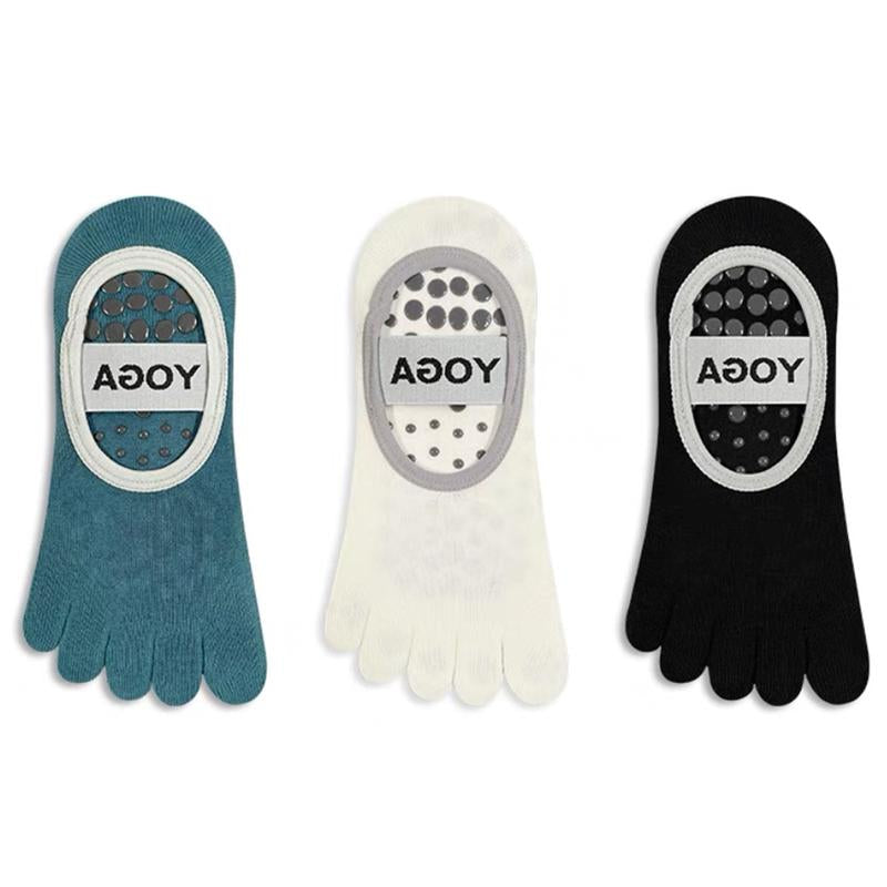 Roiii Yoga Socks for Women with Grips, Non-Slip Five Toe Socks for Clasped Pilates Socks for Ballet Pilates Barre Dance Barefoot Workouts Fitness（Roiiisky29）