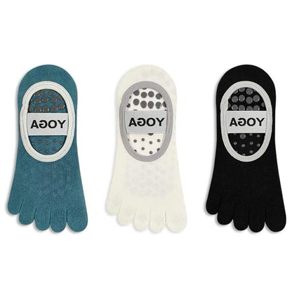 Roiii Yoga Socks for Women with Grips, Non-Slip Five Toe Socks for Clasped Pilates Socks for Ballet Pilates Barre Dance Barefoot Workouts Fitness（Roiiisky29）