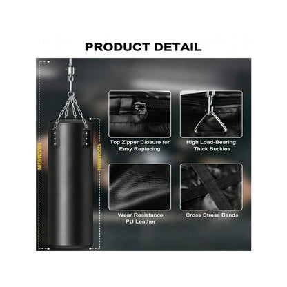4 FT Heavy Punching Bag for Adults, Unfilled PU Punching Bag with 12 OZ Boxing Gloves for Home Gym MMA Karate Kickboxing Muay Thai Training - Perfect Gift for Men Women