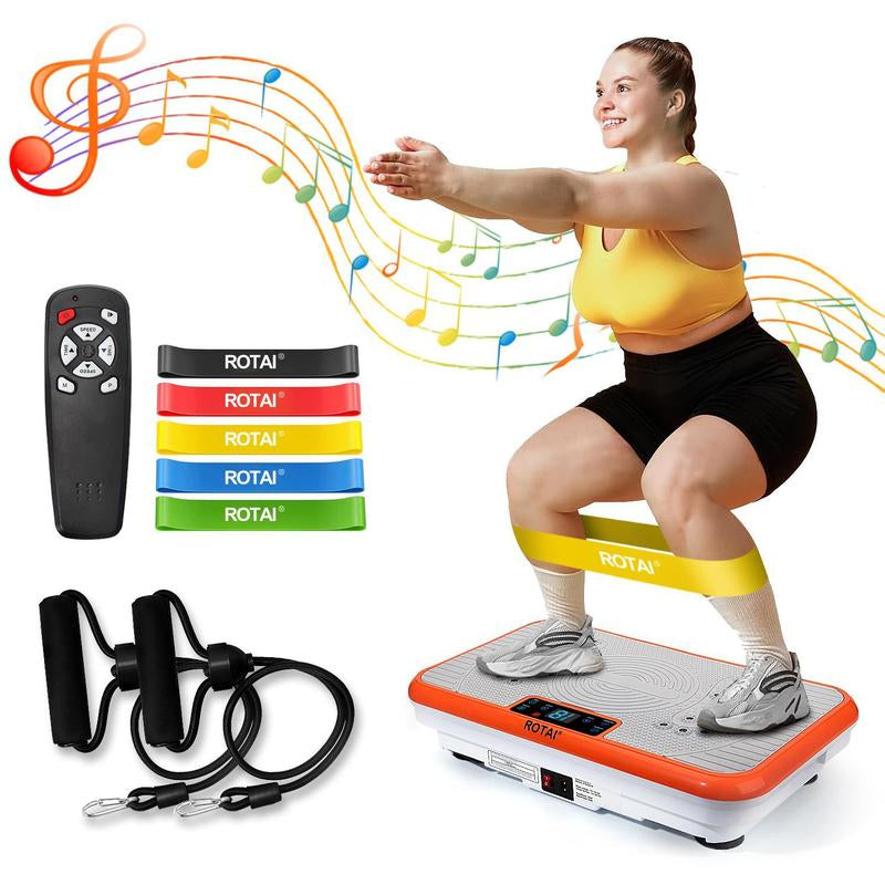 ROTAI Vibration Plate Machine 300Lbs Capacity Bluetooth Music Exercise Machine Comfortable Lymphatic Drainage for Full Body Workout,For Home Gym Fitness Equipment