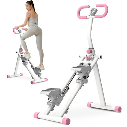 Vertical Climber Stair Stepper for Full-Body Workout with LCD Display Adjustable Handlebars and Pedals 300LBS Loading Capacity Compact Folding Cardio Exercise Climber with Adjustable Step Range