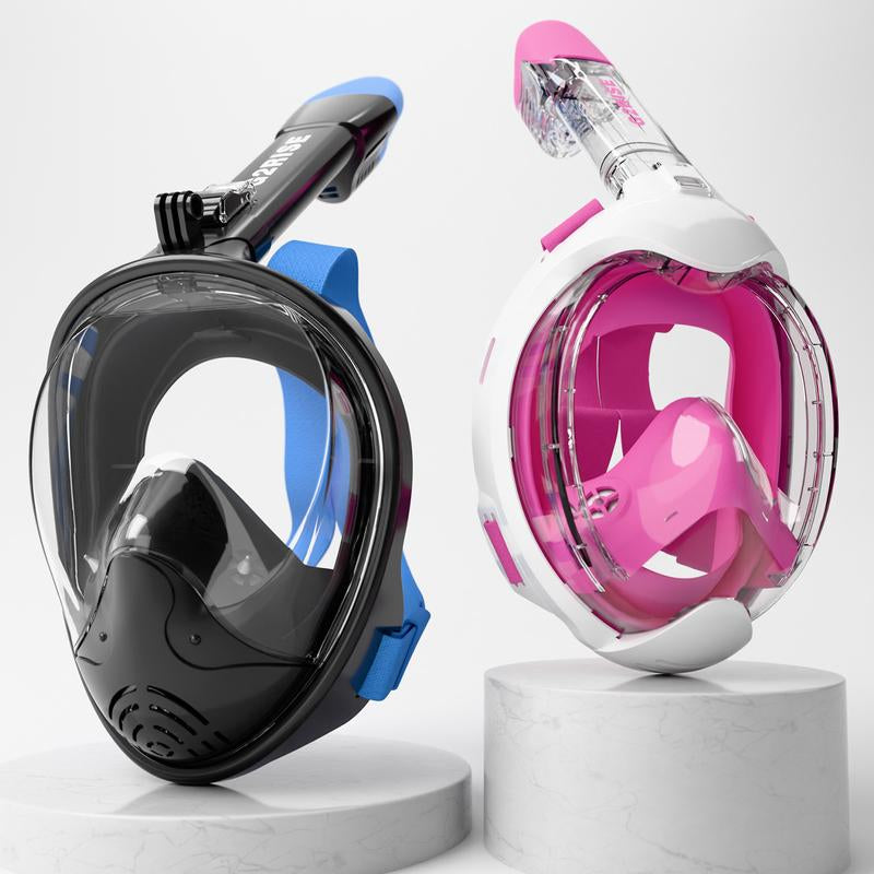 G2RISE Adults & Kids Snorkeling Set Gear, Full Face Snorkel Mask with Detachable Camera Mount, Safe Breathing, anti Fog anti Leak, with Swimming Earplug, Travel Friendly, Beginner Friendly